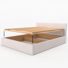 Łóżko tapicerowane do sypialni 180x200x88 cm podwójne z pojemnikiem basic kremowe - Miniaturka zdjęcia nr 14