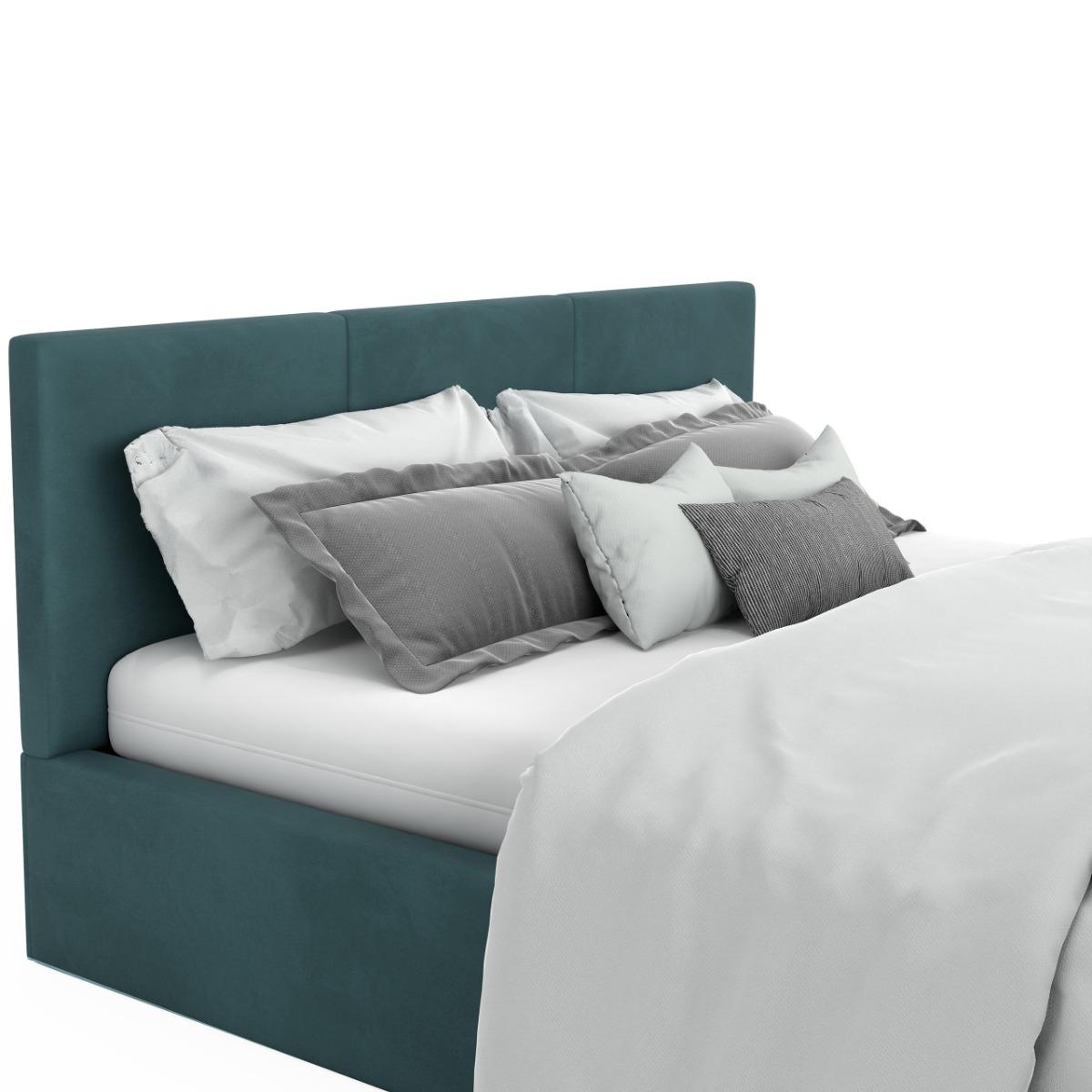 Łóżko tapicerowane do sypialni 180x200x88 podwójne z pojemnikiem basic turkusowe nr. 12