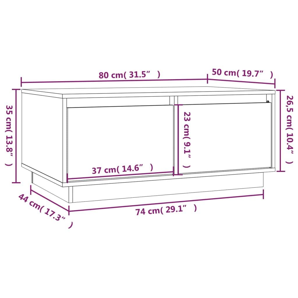 Stolik kawowy 80x50x35 cm z szufladami lite drewno sosnowe biały do salonu nr. 10