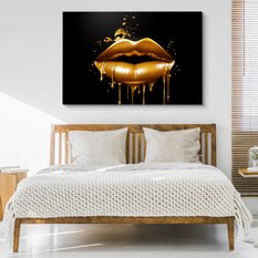 Obraz Na Ścianę Do Salonu Złote USTA Abstrakcja Styl Glamour 120x80cm - Miniaturka zdjęcia nr 6