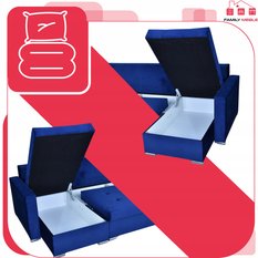 Narożnik Varius BIG 297x74x140 cm kształt U z funkcją spania i przechowywania do salonu Royal niebieski - Miniaturka zdjęcia nr 6
