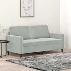 Sofa 158x77x80 cm 2-osobowa wygodna tapicerowana aksamitem jasnoszara do salonu - Miniaturka zdjęcia nr 2