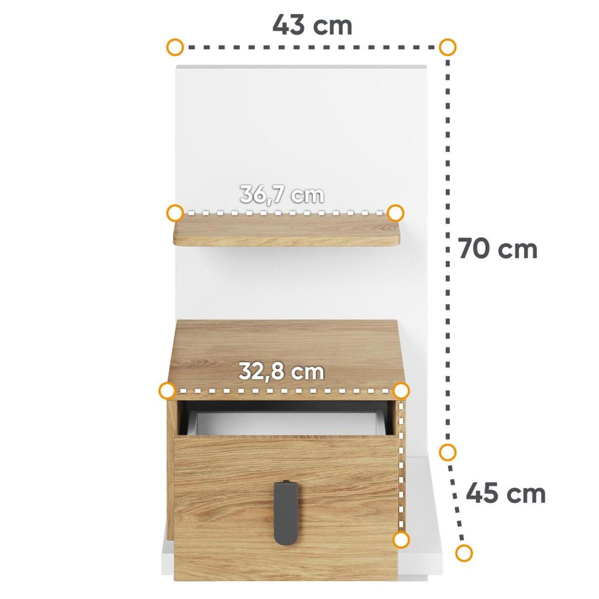 Szafka nocna Simi 43 cm do sypialni biały hikora naturalna nr. 3