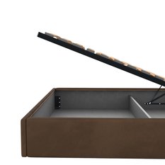 Łóżko tapicerowane 160x200 premium z pojemnikiem do sypialni brązowe wezgłowie 107 cm - Miniaturka zdjęcia nr 13