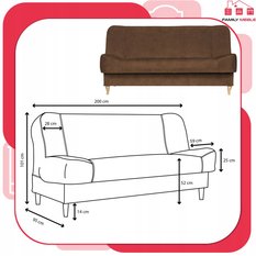 Wersalka SARA 200x95 cm brązowa rozkładana kanapa z pojemnikiem sofa do salonu Aura - Miniaturka zdjęcia nr 9