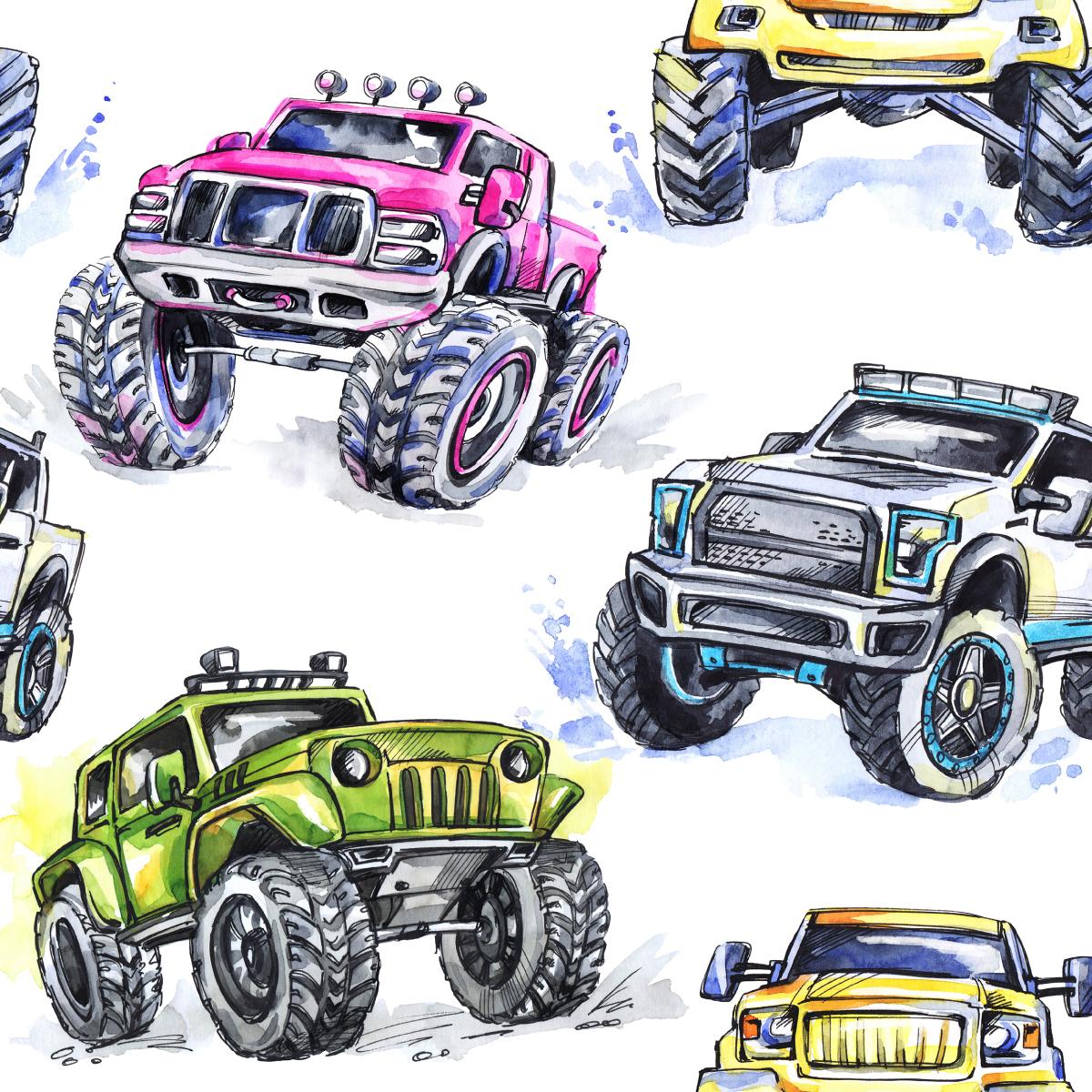 Tapeta Dla Dzieci MONSTER TRUCK Kolorowe Samochody  nr. 7