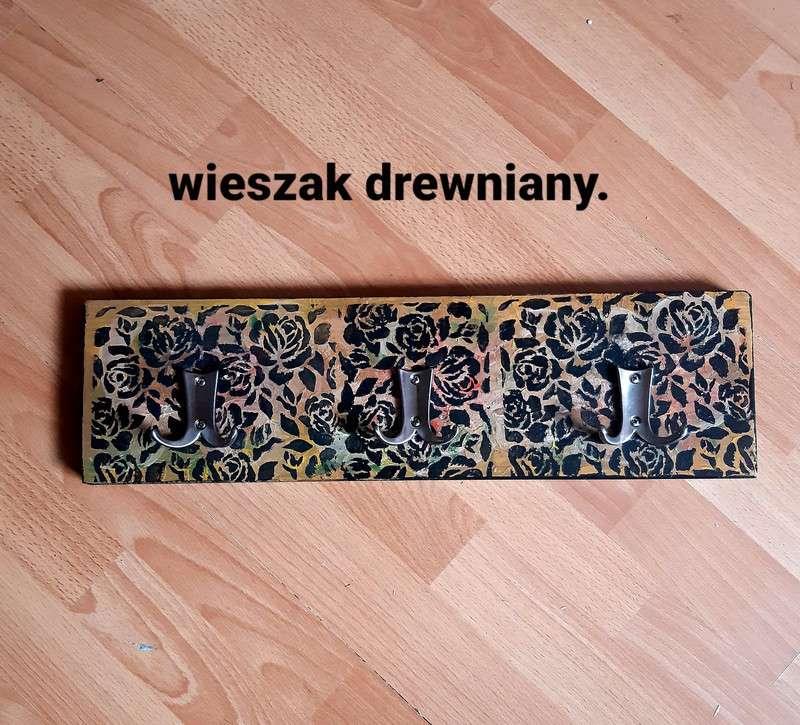 Wieszak, ścienny, drewniany, Handmade, 6 wieszaków. 