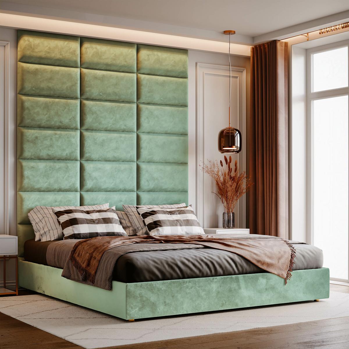 Panele tapicerowane 50x30 na ścianę magic velvet miętowy nr. 5