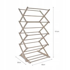Suszarka 60x151x50 cm na pranie ubrania pionowa do łazienki drewniana - Miniaturka zdjęcia nr 4
