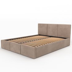 Łóżko tapicerowane do sypialni 180x200x100 cm podwójne z pojemnikiem modne beżowe - Miniaturka zdjęcia nr 14