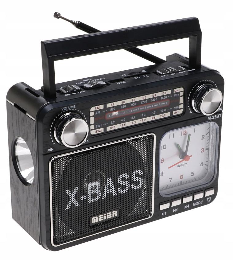 Radio przenośne 18 x 13 x 7 cm  z funkcją bluetooth  USB z latarką  czarne