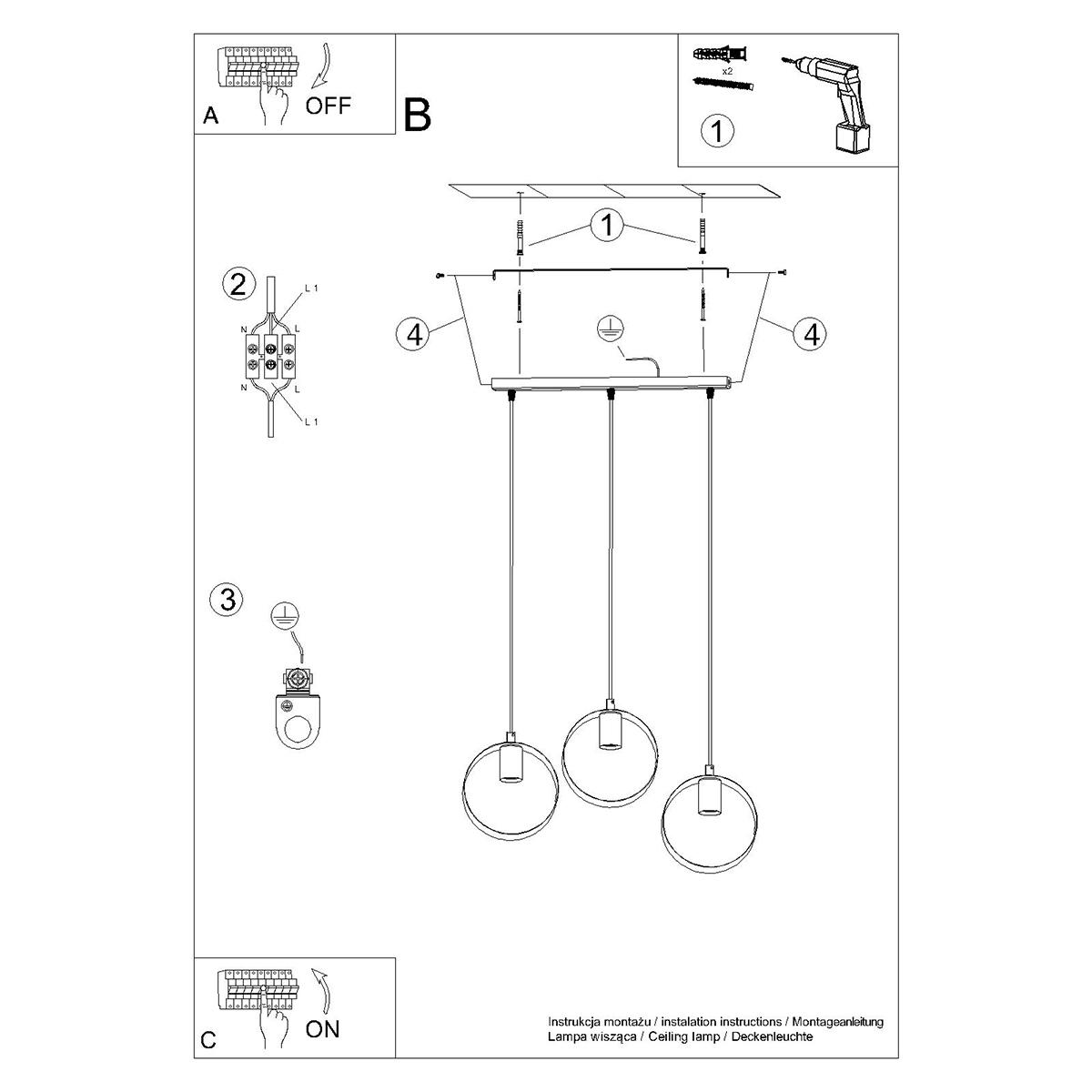 Lampa wisząca TITRAN 3 biała 110x5x56cm nowoczesna E27 do salonu nr. 6