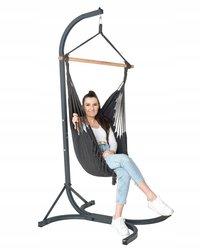 Zestaw stelaż + fotel wiszący 207x100 cm kokon kosz huśtawka krzesło brazylijskie czarny - Miniaturka zdjęcia nr 5