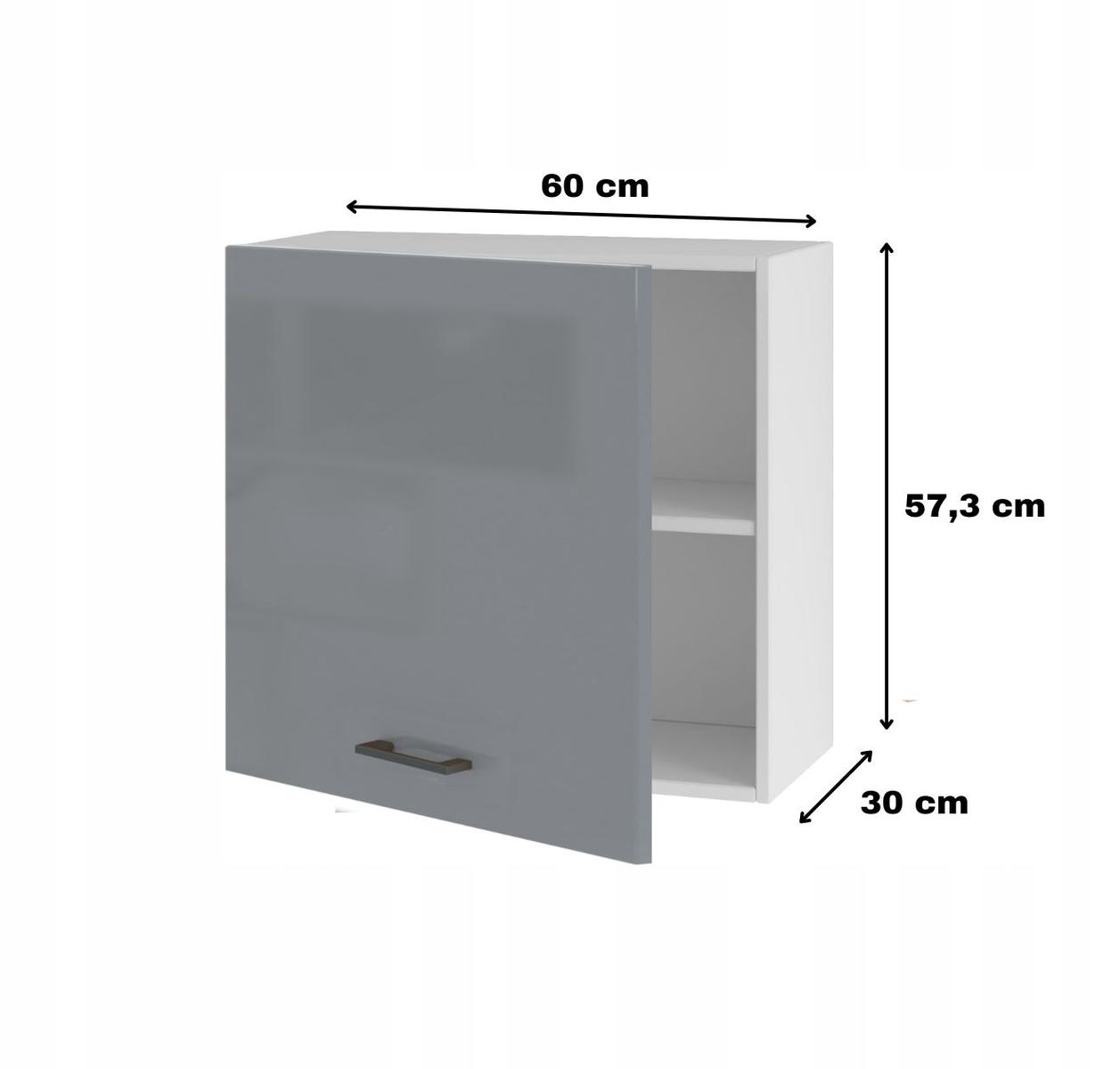 Szafka kuchenna wisząca górna 60x57x30 cm szary akryl połysk do zestawów nr. 2