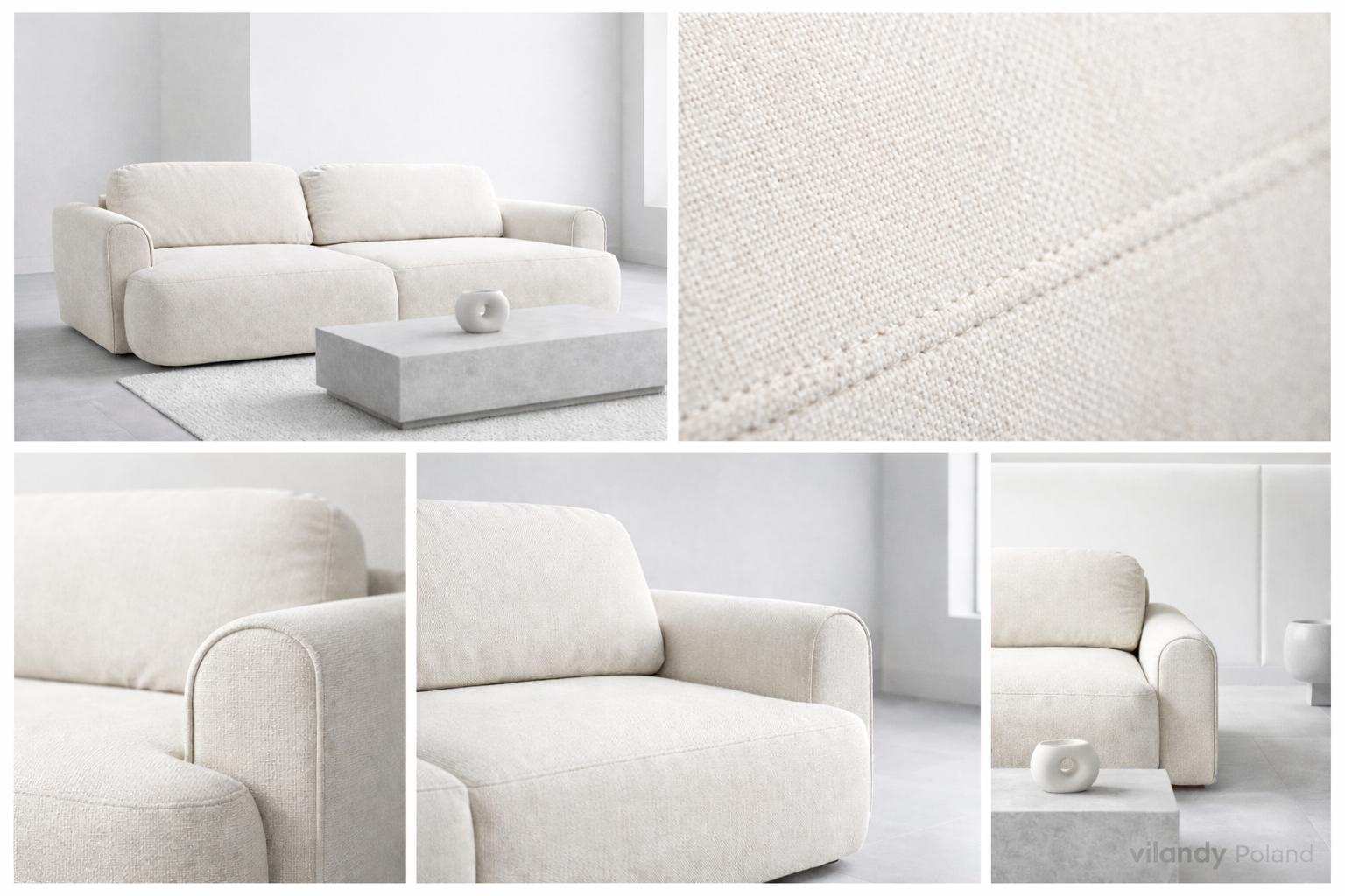 Kanapa z funkcją spania ITALY 250x100x82 cm FLOW 08 trzyosobowa sofa rozkładana tkanina kremowa nr. 4