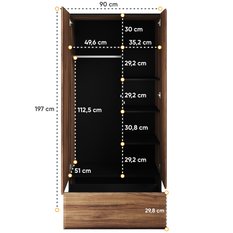 Szafa Borga 90 cm do salonu sypialni przedpokoju dąb catania czarny - Miniaturka zdjęcia nr 4