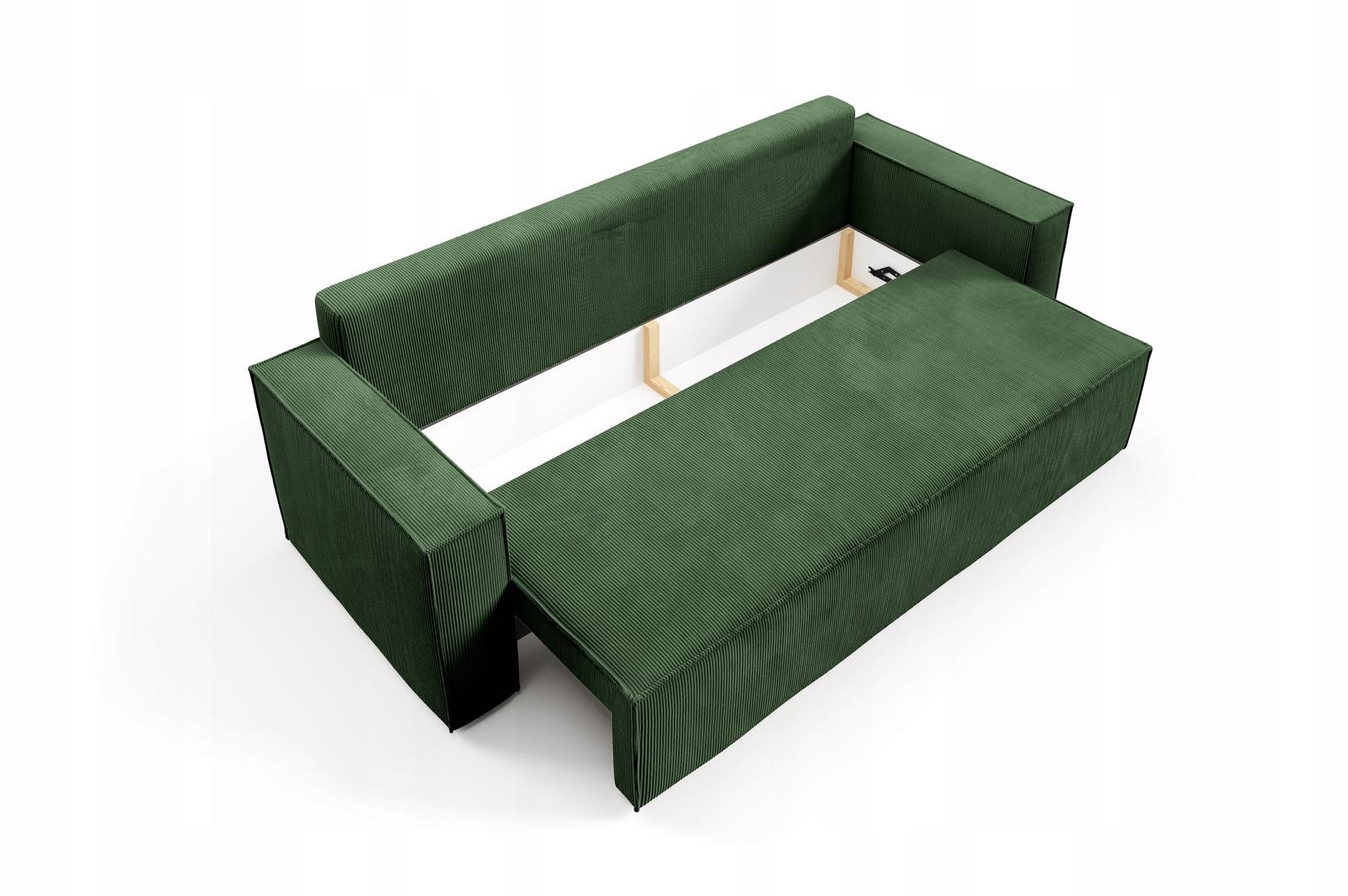 Kanapa 248x96x93 cm sofa z funkcją spania automat i pojemnik sztruks zielona do salonu nr. 6