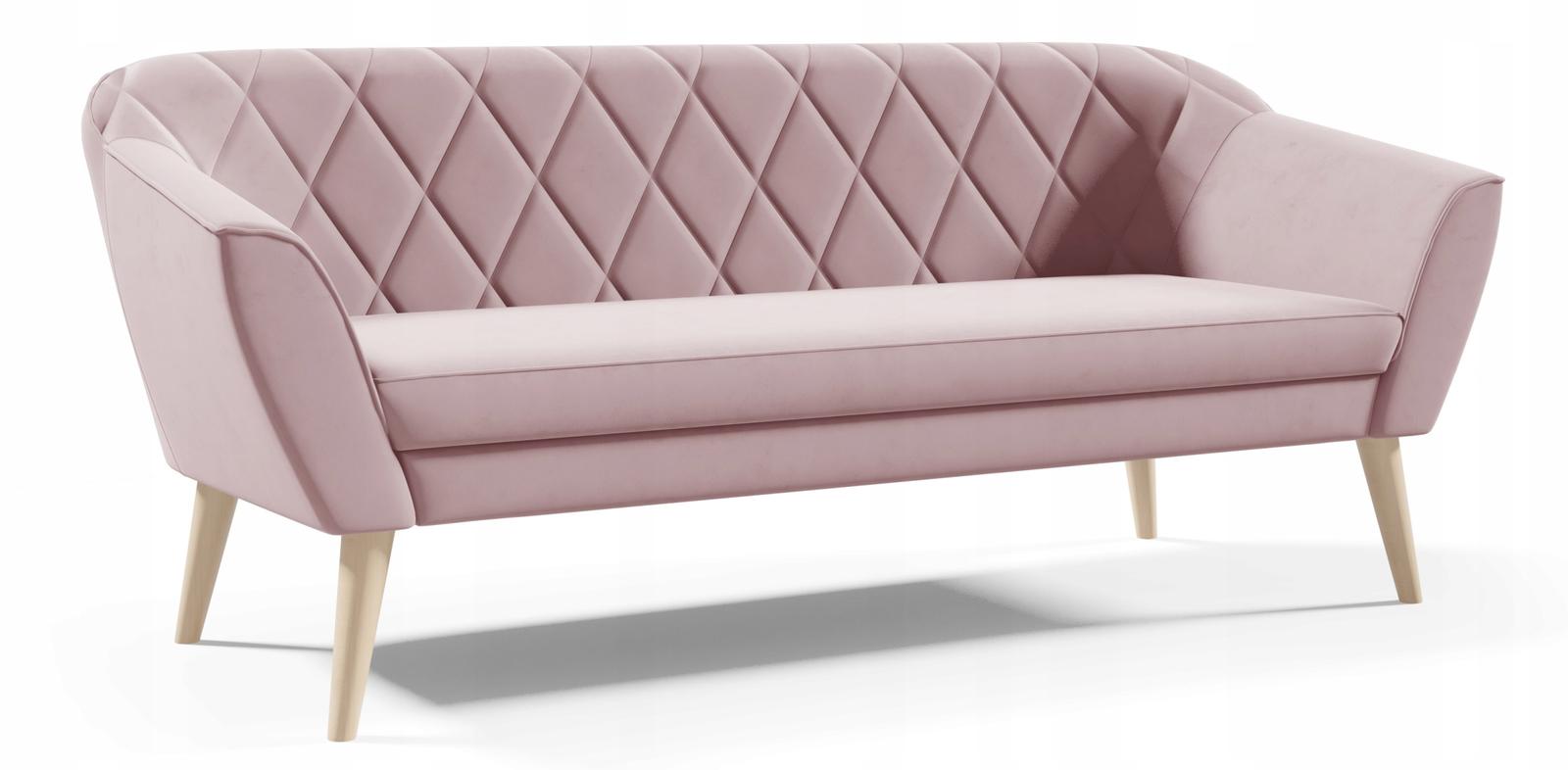 Sofa GLORIA 176x57x70 cm trzyosobowa  w stylu skandynawskim welur MANILA zielona do salonu nr. 3