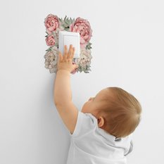 Naklejka Pod Włącznik Kontakt Kwiaty Piwonie 20x20 Peonie Natura Boho Dla Dzieci - Miniaturka zdjęcia nr 5