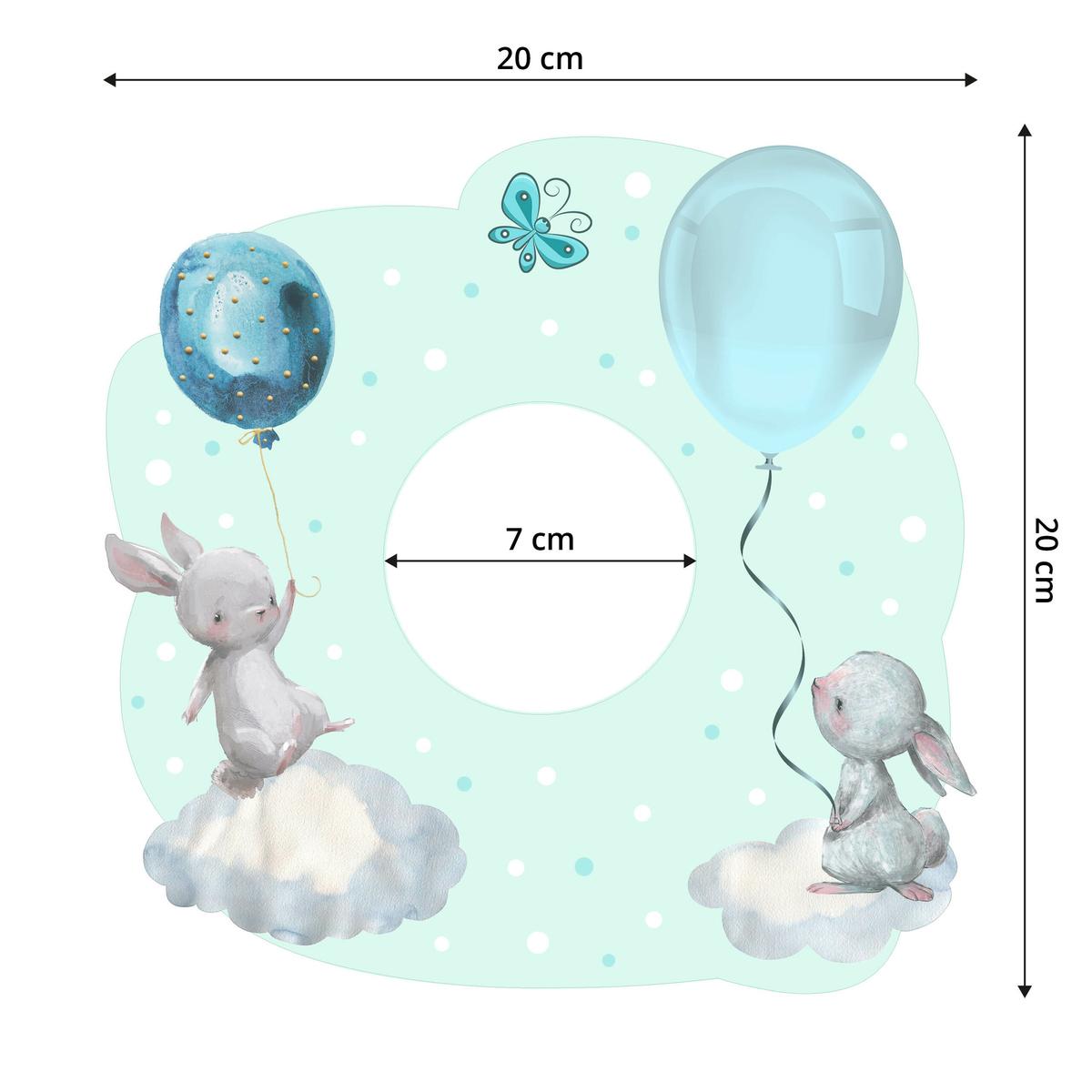 Naklejka Pod Włącznik Światła Króliczki Chmurki 20x20 Kropki Motylek Dla Dzieci nr. 2