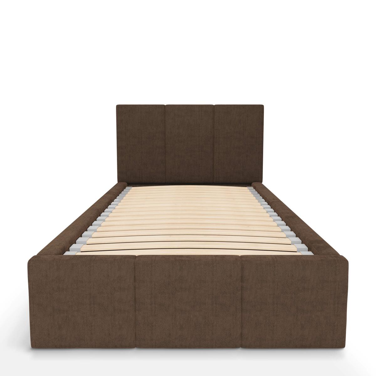 Łóżko Pojedyncze 90x200cm łóżko tapicerowane z pojemnikiem brązowe wezgłowie 88 cm nr. 7