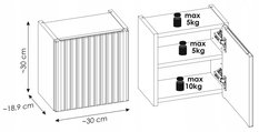 Szafka NOVA 30 cm do łazienki wisząca górna ryflowany front biała - Miniaturka zdjęcia nr 6