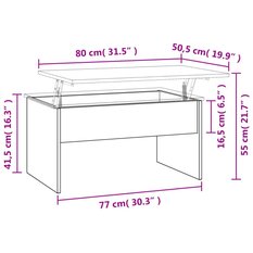 Stolik kawowy 80x50,5x41,5 cm z rozkładanym blatem ze schowkiem dąb sonoma do salonu - Miniaturka zdjęcia nr 9