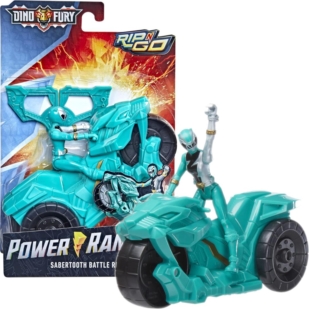 Figurka power rangers dino fury rip n go sabertooth battle rider zielony ranger dla dziecka