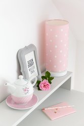 Lampka nocna Lovely Dots 13x32 cm abażur do pokoju dziecięcego różowa drewno olejowane - Miniaturka zdjęcia nr 5