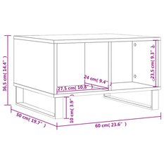 Stolik kawowy 60x50x36,5 cm z dwoma przestronnymi przegrodami biały do salonu - Miniaturka zdjęcia nr 9