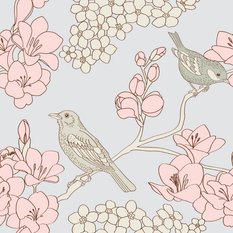 Tapeta W Rolce Malowane KWIATY Ptaki Natura Ozdoba  - Miniaturka zdjęcia nr 6