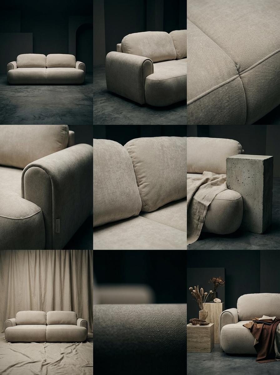 Kanapa z funkcją spania ITALY 250x100x82 cm FLOW 08 trzyosobowa sofa rozkładana tkanina kremowa nr. 5