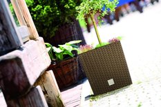 Doniczka z wkładem kwadratowa 20x20cm RATTAN Biała - Miniaturka zdjęcia nr 2