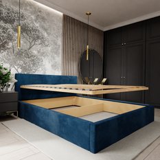 Łóżko tapicerowane do sypialni basic 120x200x88 cm granatowe - Miniaturka zdjęcia nr 4