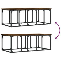 Stolik kawowy 100x50x35,5 cm z metalowymi nogami przydymiony dąb do salonu - Miniaturka zdjęcia nr 7