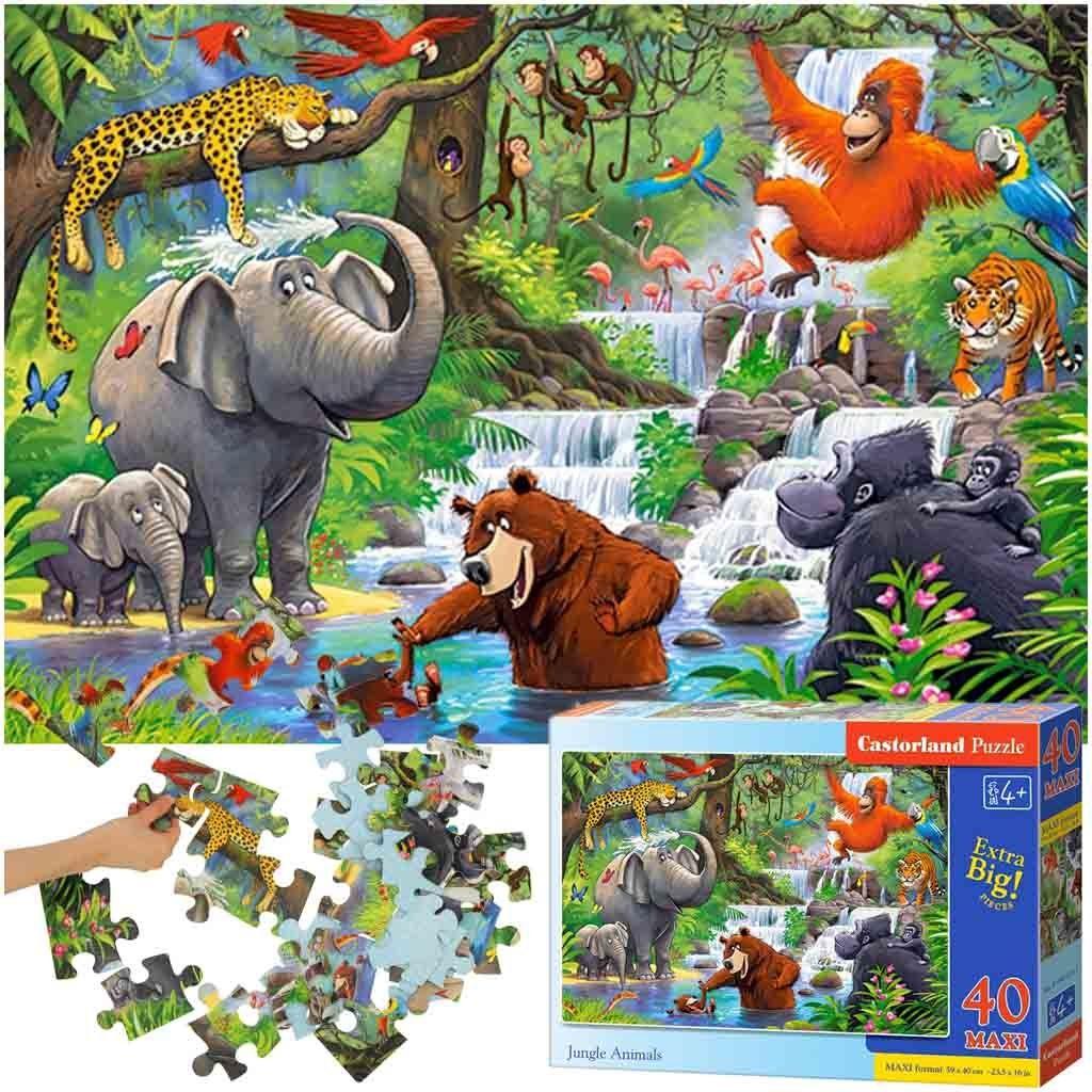 CASTORLAND Puzzle 40 układanka elementów Maxi Jungle Animals - Zwierzęta z Dżungli 4+