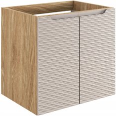 Szafka pod umywalkę 60 cm OCEAN BEIGE ryflowany front drzwi dąb olejowany beżowy - Miniaturka zdjęcia nr 1