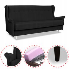 Wersalka sofa uszak kanapa rozkładana Ari czarna - Miniaturka zdjęcia nr 2