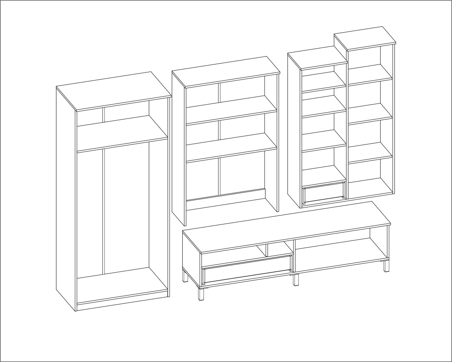 Meblościanka z szafą KUBA 270x207x53 cm zestaw mebli do salonu witryna RTV Ciemny orzech MDF  nr. 3