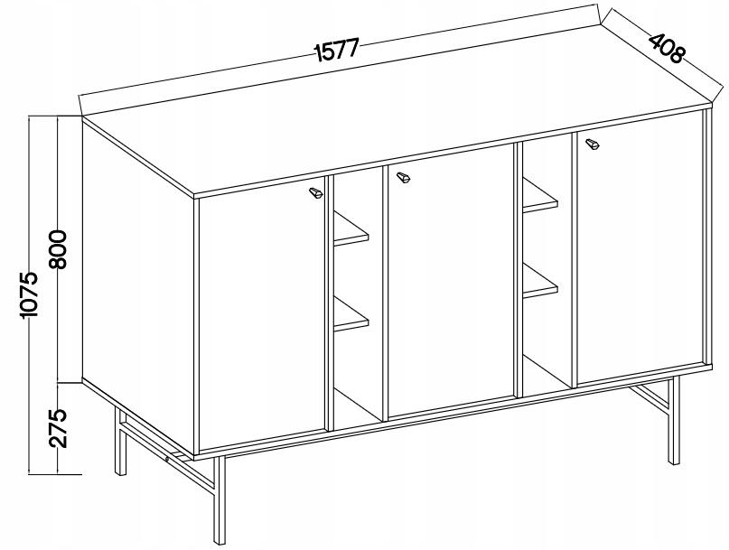 Komoda 158 cm AVILA zielona półki drzwi stelaż metalowe nóżki I uchwyty nr. 3