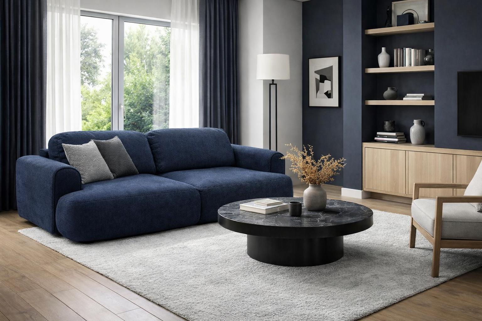 Kanapa z funkcją spania ITALY 250x100x82 cm trzyosobowa sofa rozkładana tkanina FLOW ciemnoniebieska nr. 8