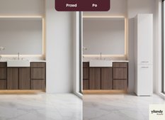 Szafka łazienkowa słupek LUBA I 174×30×30 cm z szafkami i półkami oraz koszem do łazienki biała - Miniaturka zdjęcia nr 6
