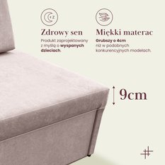 Narożnik Viluś 108x81x78 cm sofa jednoosobowa do pokoju salonu z funkcją spania i przechowywania dla dzieci różowy - Miniaturka zdjęcia nr 10