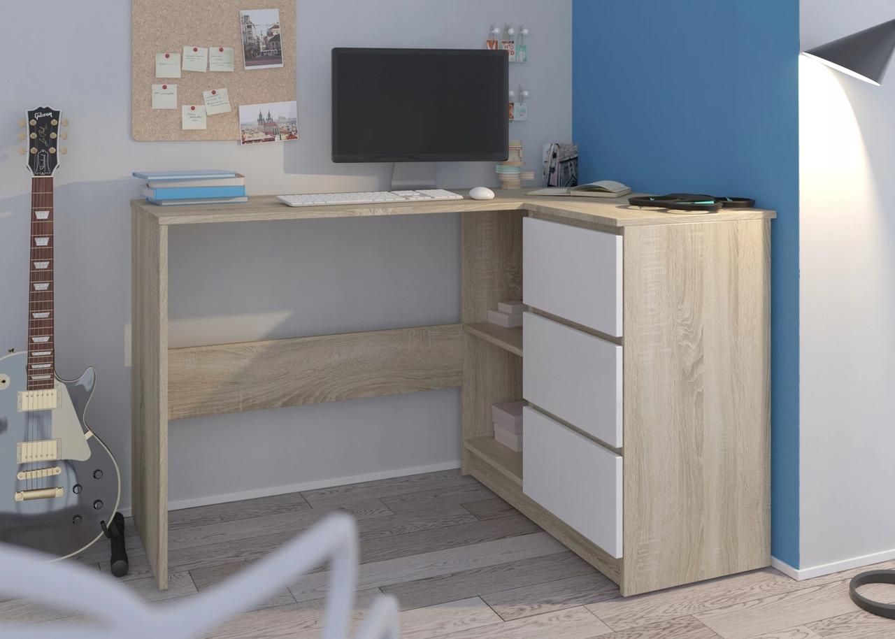 Biurko narożne MODERN 112 cm sonoma mix z szafką z szufladami do biura  nr. 2
