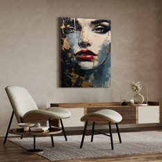 Obraz Zmysłowy PORTRET Kobiety Czerwone Usta Styl Glamour 80x120cm - Miniaturka zdjęcia nr 3