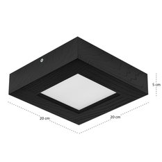 Panel LED 25 x 25 x 5 cm plafon z drewna czarny 18W 4000K do salonu - Miniaturka zdjęcia nr 4