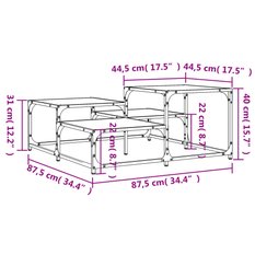 Stolik kawowy 87,5x87,5x40 cm z przestronnymi półkami brązowy dąb do salonu - Miniaturka zdjęcia nr 9