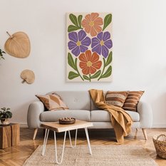 Obraz Do Salonu Kolorowe Polne Kwiaty Liście Rośliny Styl Boho 80x120cm - Miniaturka zdjęcia nr 3