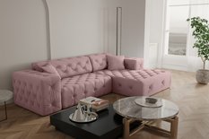 Narożnik CLOUD 266x73x165 cm bez funcji spania prawy do salonu różowy
