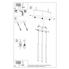 Lampa wisząca MOZAICA 3L czarny/chrom 90x5x30cm nowoczesna G9 do salonu - Miniaturka zdjęcia nr 5